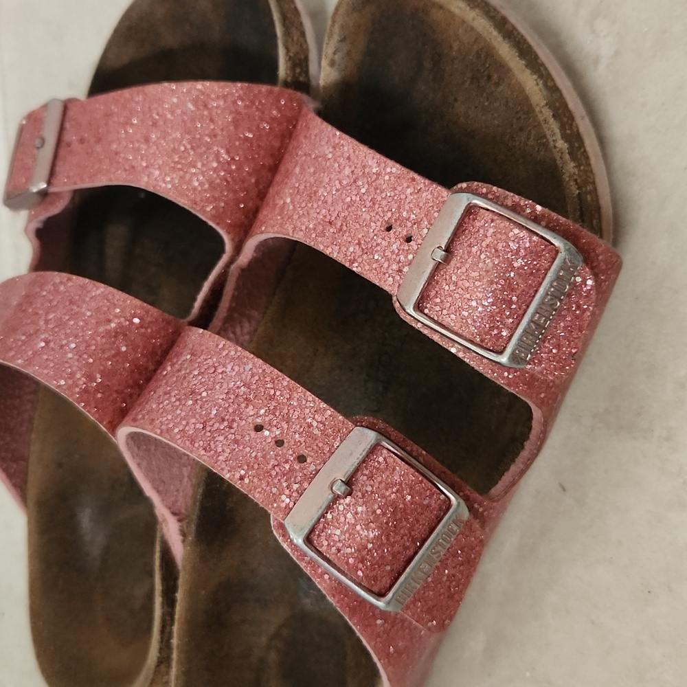 Girls pink glitter Birkenstocks size 3